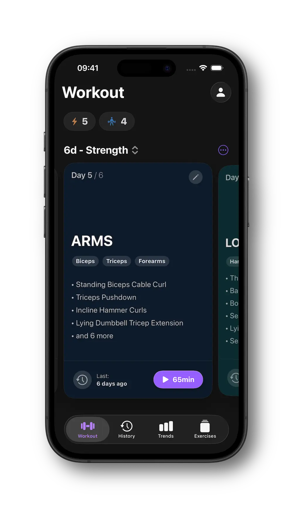 Steady App Home Screen (Dark)